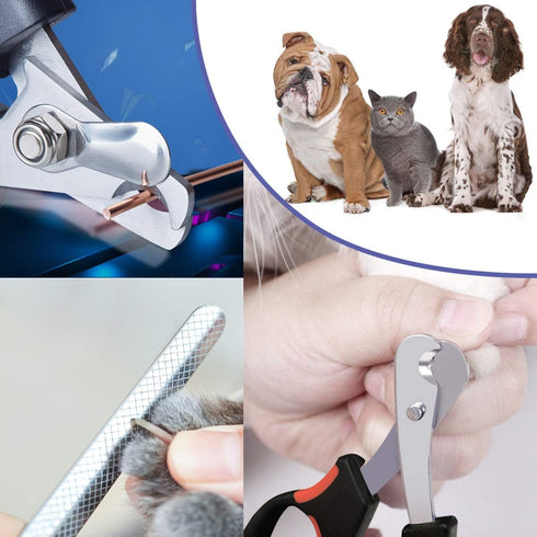 Pet Nail Clippers and Trimmers Set, Safety Guard to Avoid Over Cutting, Razor Sharp Blades Grooming Tool for All Dogs