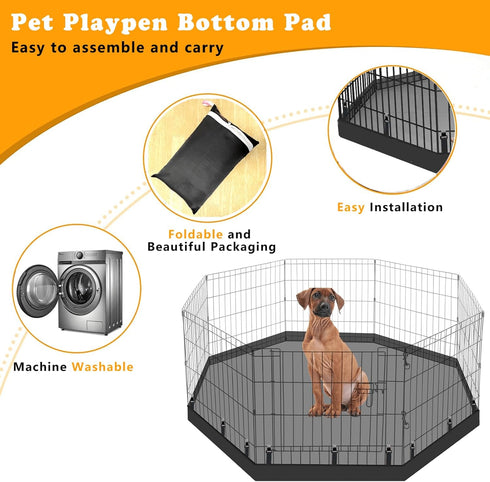 24 Inch 8 Dog Playpen Bottom Pad Fits for Panels Regular Octagon Metal Exercise Pet Playpen, Dog Crate Pad Puppy