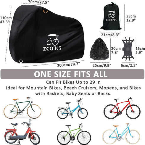 1 2 210D High-Density Bike Cover Waterproof Outdoor for or Bikes, Lightweight Durable Bicycle Cover for Outside