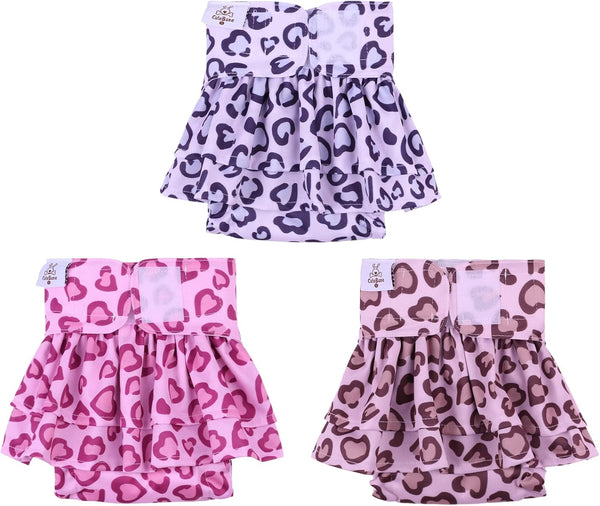 CuteBone Female Dog Diapers with Skirts 3 Pack Reusable Puppy Dresses Pants