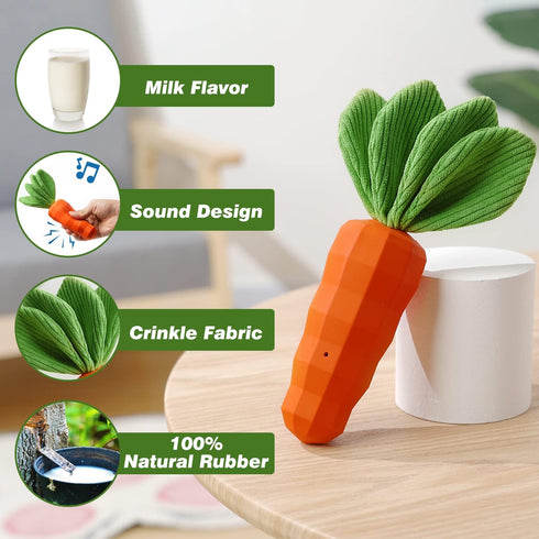 MewaJump Dog Squeaky Chew Toys for Aggressive Chewers, Rubber Carrot Dog Toys for Training, Interactive Tough Dog Toy
