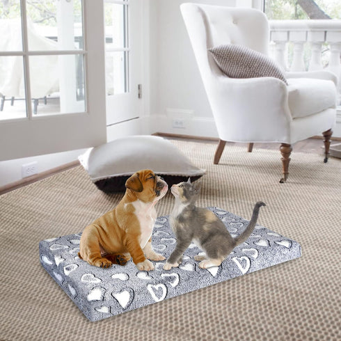 VANKEAN Dog Crate Mat, Reversible Stylish Dog Bed with Waterproof Linings and Removable Machine Washable Cover, Grey
