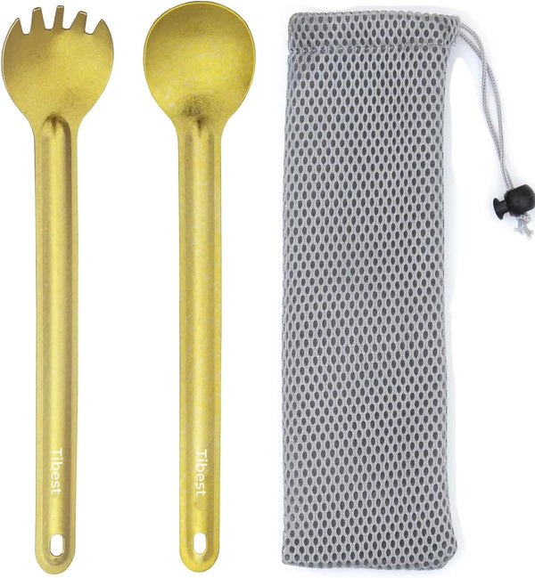 Titanium Spork Long Handle | Ultra Lightweight Camping Utensil for Backpacking, Hiking, and Outdoors