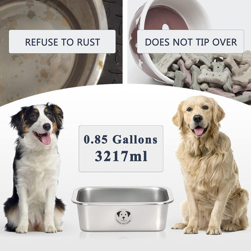 Stainless Steel Dog Bowls for Large Dogs, High Capacity Metal Food and Water Bowls, 0.85 Gallons