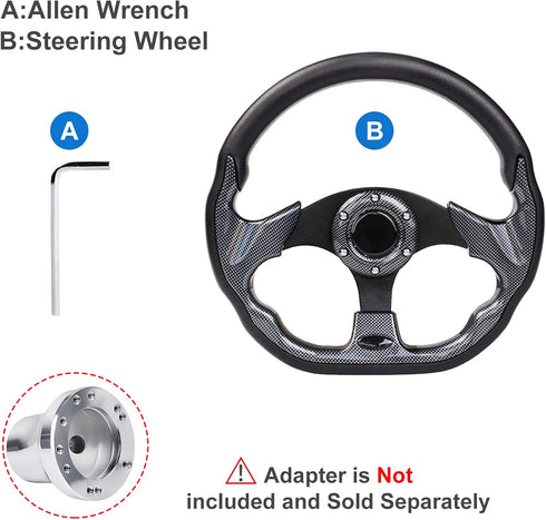 MOSNAI Golf Cart Steering Wheel or Adapter - Fits Club Car EZGO Yamaha, Universal D Shape Design