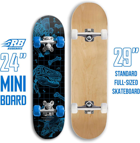 Rude Boyz 24 Inch Mini Cruiser Skateboard - Aluminium Trucks - Kids Skateboard Ages 5-8 for Beginners