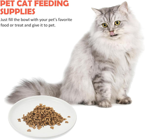 Ceramic Cat Bowls, Shallow Dog Bowls, Whisker Stress Cat Dishes, Stainless Steel White Puppy Food Ceramics