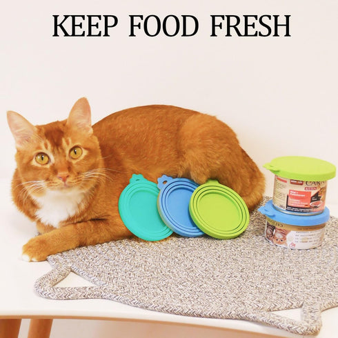 8 PACK Can Lids - Pet Food Can Cover and Food Mixing Spoons, Fits Most Standard Size Dog and Cat Cans