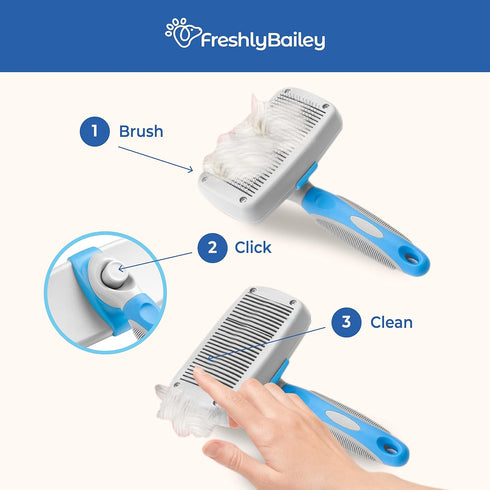 Self Cleaning Slicker Brush For Dogs and Cats - Top Slicker Dog and Cat Brush - Effective, Comfortable, and Super Easy to Clean - Perfect For Grooming Your Dog and Medium to Large Cat