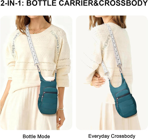 Lexiyat 40 oz Water Bottle Bag Crossbody Bag Insulated Carrier Purse Holder for Walking Hiking with Adjustable Strap