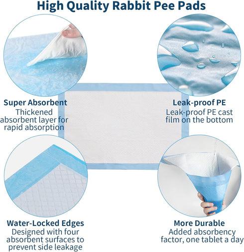 100 Chinchillas Tfwadmx Pcs Rabbit Pee Pads Disposable Cage Liners Leak-Proof Super Absorbent Potty Training Pad