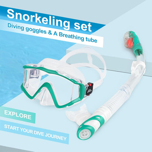 Set 3 Swimming Snorkel Pano Window Adult Snorkeling Gear, Professional Snorkel Goggles Anti-Fog Diving Mask, Anti-Leak