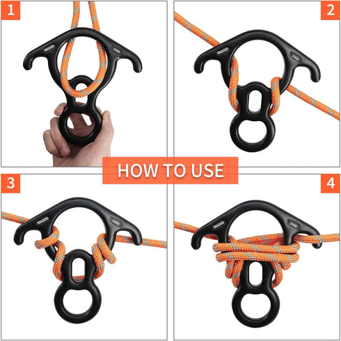 NewDoar 50KN 11000 LBF Rescue Figure 8 Descender - Large Bent-Ear Belaying & Rappelling Gear for Climbing