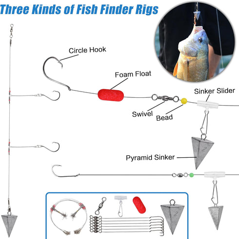 Saltwater Surf Fishing Tackle Kit - 184pcs Saltwater Fishing Gear, Lures, Bait Rigs, Crankbait, Spoon, Bucktail Jigs,