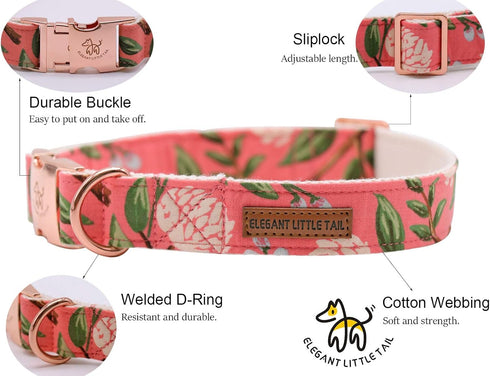 Elegant Dog Collar with Bow, Cotton & Webbing, Adjustable Bowtie Collar for Small Medium Large Dogs