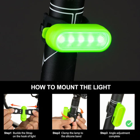 LED Safety Lights Bike Taillights, USB C Rechargeable Bicycle Rear Flashlight with 4 Light Modes for Runners