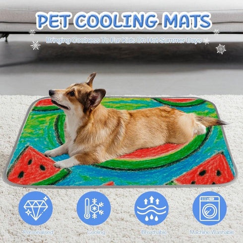 imiBBWQu Summer 27" 22" Cooling Dog Bed Watermelon Pet Cooling Mat Replacement Cover Washable Pads Dog Bed Color