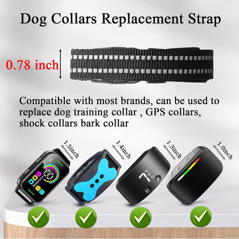 Replacement Collar for Shock Collar Replacement Strap Dog Training Bark Collar Replacement Collar Strap Reflective Adjustable Nylon Collar Strap E Collar Receiver Collar