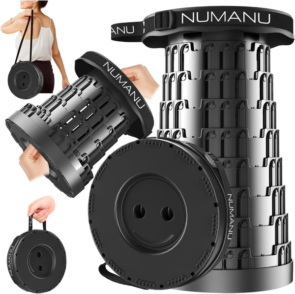 NUMANU 2026 Upgraded Collapsible Stool, Max 620lbs 2.5"-18" H Adjustable Portable Folding