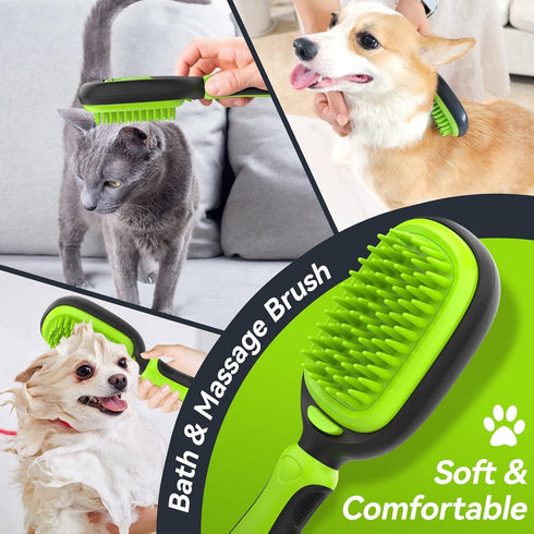 Pet Grooming Brush, 5 in 1 Double Sided Detachable Brush for Shedding Long & Short Haired Dogs, Reduces 95% Shedding
