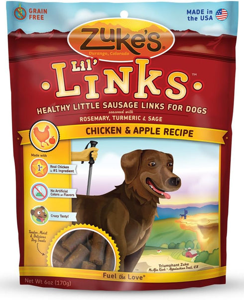 Zuke's Lil' Links Healthy Little Sausage Links for Dogs, Chicken and Apple,