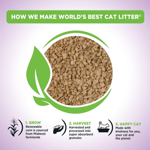 WORLD'S BEST CAT LITTER Multiple Cat Lavender Scented, 32-Pounds, Quick Clumping, Flushable, 99% Dust Free