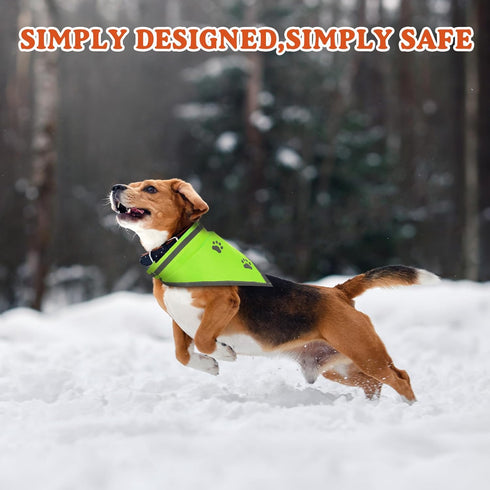 2 Pcs Reflective Dog Bandana - Neon Orange Green High Visibility Reflective Gear for Dog Safety