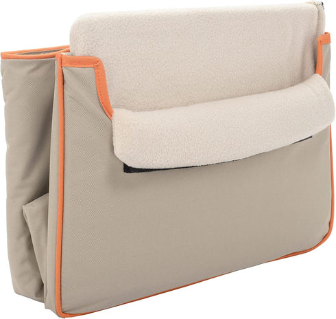 Collapsible Pet Booster Car Seat Box with Plush Fleece Cover, Foldable Carseat for Small Dogs Under 20 lbs, Khaki