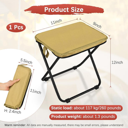 TIXIPEM Backpack 12-Inch Small Foldable Stool, Mini Portable Camping Stool Folding Chair Collapsible Stool Footstool