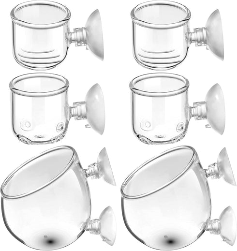 CHENGU 6 Pieces Aquatic Plant Pot with Hole Glass Aquarium Plant Cup Aquatic Planter with Suction Cups Plant Holder Aquarium Decoration for Aquarium Shrimp Fish Live Plants, 3 Styles