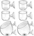 CHENGU 6 Pieces Aquatic Plant Pot with Hole Glass Aquarium Plant Cup Aquatic Planter with Suction Cups Plant Holder Aquarium Decoration for Aquarium Shrimp Fish Live Plants, 3 Styles