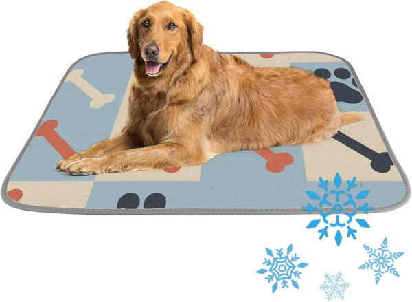 Generic Pet Cooling Mat Ice Silk Dog Cooling Mat Large Paw and Bone