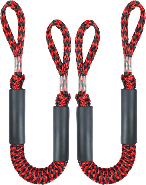Geelu 2.5FT Bungee Dock Line, 2PCS Boat Fender Ropes for Fenders, Buoys, Docking Pontoons, Boat Accessories