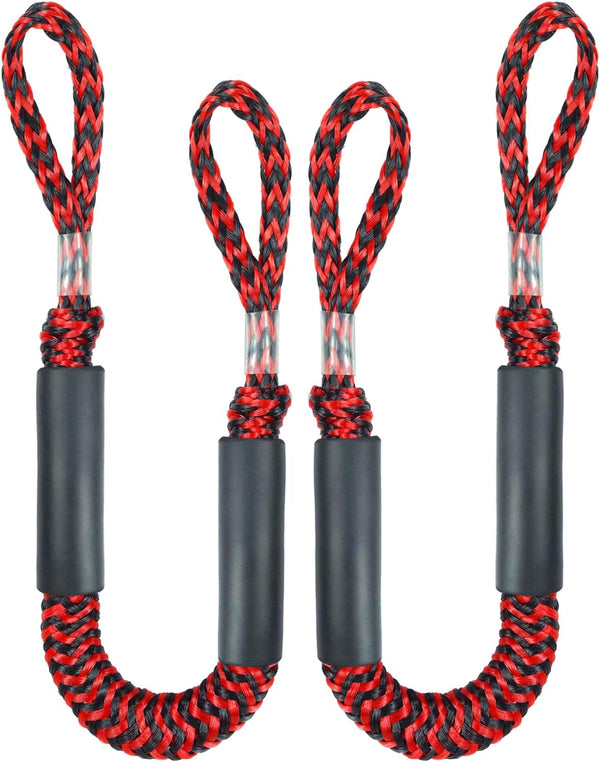 Geelu 2.5FT Bungee Dock Line, 2PCS Boat Fender Ropes for Fenders, Buoys, Docking Pontoons, Boat Accessories