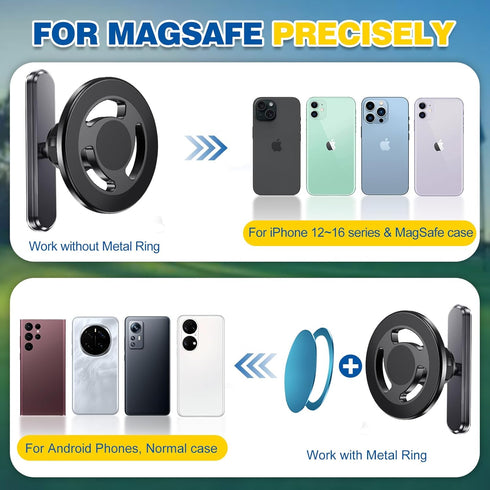 Bainianhhg Magnetic Golf Cart Phone Holder, Alloy Phone Mount, Compatible with MagSafe iPhones Series and All