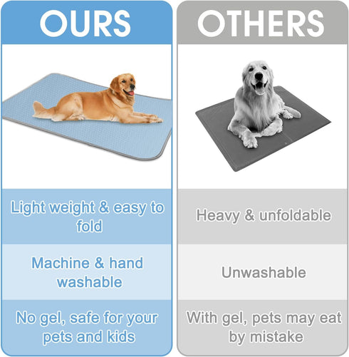 Summer Dog Cooling Mat Washable Ice Silk Self Cool Pad for Small Medium Large Dogs and Cats, Indoor & Outdoor Floor,