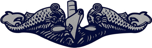 Submarine Dolphin Clear Decal, Silver, 10.5"