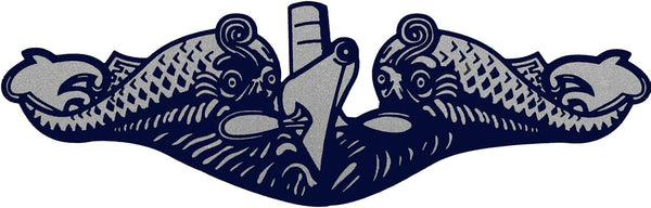 Submarine Dolphin Clear Decal, Silver, 10.5"