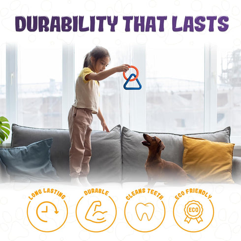 Interactive Durable Dog Chew Toys for Aggressive Small Medium Large Breeds, Indestructible Rubber Triangle Ring