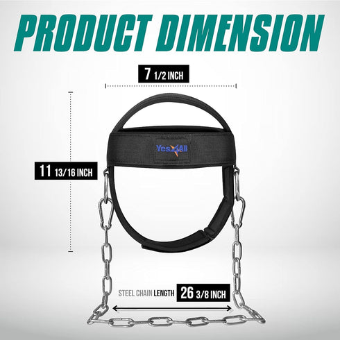 Yes4All Adjustable Neck Harness - Weight Training Neck Exerciser with Padded Strap for Strengthening & Resistance