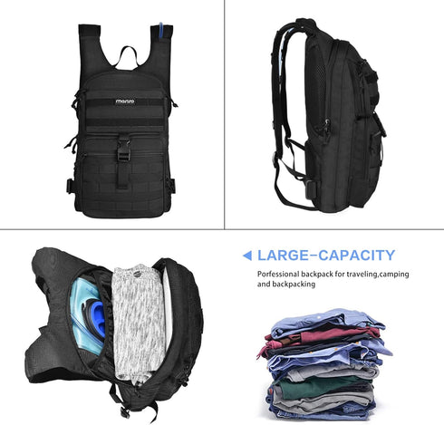 MOSISO Tactical Hydration Pack Backpack, Lightweight Military Daypack with 3L Water Bladder