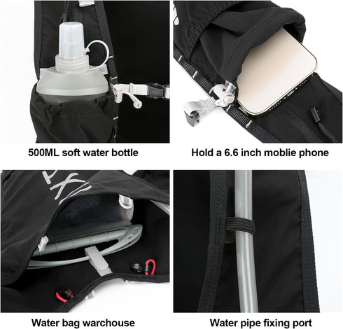 INOXTO Lightweight Running Hydration Vest Backpack, Insulated Pack with 1.5L Water Bladder Bag for Hiking Trail Running