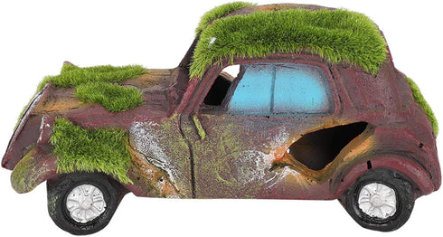 Fish Tank Resin Old Car Decoration, 14X6.5X5 Cm Aquarium Landscape Ornament (Flocking Classic Car)