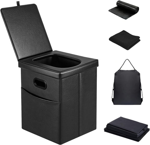 Panmout 16.5" XL Portable Toilet for Camping, Foldable Travel Toilet for Adults