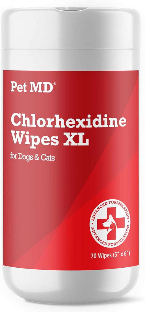 Pet MD XL Topical Wipes with Aloe for Dogs and Cats - Cleansing Wipes for Skin and Coat - 70 XL Wipes
