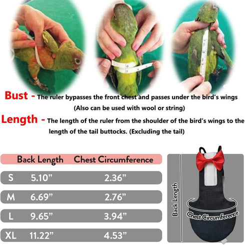 2 Pack QBLEEV Bird Diapers, Cockatiel Tuxedo Flight Suite, Reusable Parrot Nappy Clothes Costume for Wedding Party