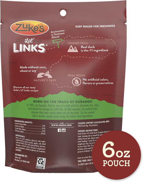 6 oz. 6 oz. Zukes Lil Links Dog Treats for Dogs, Snacking Sausage Treats for Dogs, Made with Real Duck & Apple