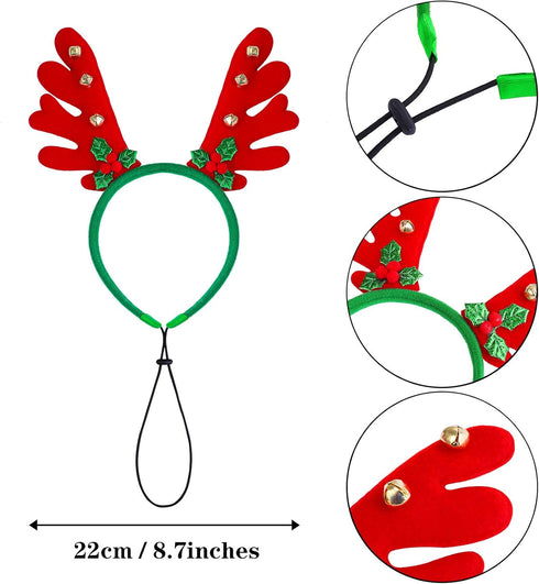 Aneco 3 Pack Christmas Reindeer Dog Headband, Puppy Xmas Antlers Holiday Pet Costume Accessory