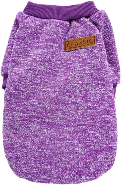 Pet Dog Classic Knitwear Sweater - Warm Winter Puppy Coat for Small Dogs (XL, Purple)