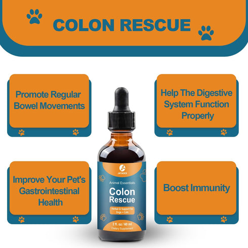Colon Rescue Herbal Support for Dogs & Cats, 100% Organic Herbs for Healthy Gastrointestinal Tract